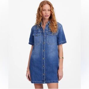 Madewell Dress S Denim Boxy Shirtdress Blue